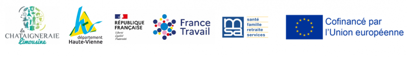Logos Châtaigneraie Département France Travail MSA Europe